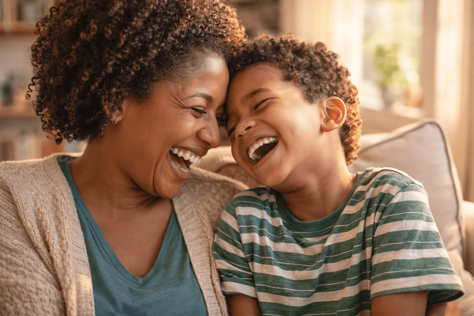 A joyful candid family moment celebrating neurodiversity